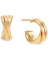 ფოტო #3 პროდუქტის Crossover Huggie Small Hoop Earrings in 14k Gold, 0.59"