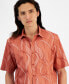 Men's Regular-Fit Stretch Abstract Wave-Print Button-Down Poplin Shirt, Created for Macy's