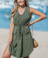 ფოტო #2 პროდუქტის Women's Alison Drawstring Button-Front Beach Dress
