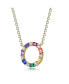 Фото #2 товара 14K Gold Plated Rainbow Cubic Zirconia Circle Pendant Necklace