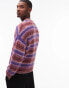 Topman oversized brushed striped jumper in stripe in pink and stripe