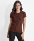 ფოტო #1 პროდუქტის Women's Ribbed Two-Tone Short-Sleeve Sweater