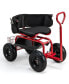 Фото #1 товара Cushioned Rolling Garden Cart Scooter with Storage Basket and Tool Pouch