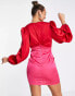 Фото #4 товара Never Fully Dressed colour block mini dress in red and pink