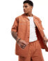 ASOS DESIGN co-ord short sleeve boxy oversized shirt with piping in rust Красный, L - Chest 42 - фото #1