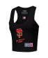 Women's Black San Francisco Giants Fast Lane Fitted Tri-Blend Cropped Tank Top