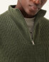 New Look 1/4 zip fisherman jumper in khaki