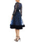 Фото #4 товара Women's Embellished Illusion High Neck Long Sleeve Fit & Flare Dress