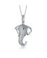 Фото #2 товара Rhodium-Plated with Cubic Zirconia Iced Out Lucky Elephant Head Pendant Necklace in Sterling Silver