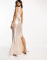 Фото #4 товара ASOS DESIGN one shoulder draped maxi dress with tie detail in gold