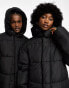 COLLUSION Unisex maxi puffer jacket with hood in black