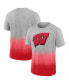 ფოტო #2 პროდუქტის Men's Heathered Gray and Red Wisconsin Badgers Team Ombre T-shirt