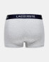 Lacoste essentials 3 pack trunks in grey