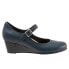 Фото #1 товара Trotters Willow T1964-400 Womens Blue Wide Leather Wedges Heels Shoes 6.5