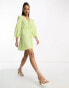 Фото #2 товара Nobody's Child Margot tie sleeve mini dress in lime green