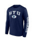 Фото #2 товара Men's Navy BYU Cougars Distressed Arch Over Logo Long Sleeve T-shirt