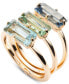 Gold-Tone 3-Pc.Set Baguette Stone Stack Rings