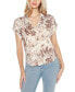 Фото #1 товара Women's Johnny Collar Brushed Floral Printed Top