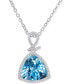 Фото #1 товара Macy's blue Topaz (11 ct. t.w.) & Diamond (1/4 ct. t.w.) Trillion 18" Pendant Necklace in 14k White Gold