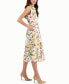 Фото #3 товара Women's Floral Printed Linen-Blend Belted Fit & Flare Midi Dress