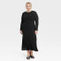Фото #1 товара Women's Long Sleeve Maxi Pointelle Dress - A New Day Black XXL