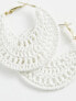 ASOS DESIGN hoop earrings with crochet design in white