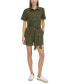 ფოტო #4 პროდუქტის Women's Button-Front Tie-Waist Twill Romper