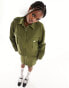 Extro & Vert khaki collared zip up utility jacket co-ord in khaki