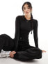 Фото #1 товара Weekday Fine long sleeve top in black