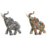 Decorative Figure Home ESPRIT Multicolour Elephant Mediterranean 16 x 7 x 17 cm (2 Units)