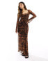 Фото #2 товара ASOS DESIGN mesh scoop neck midaxi dress in animal print