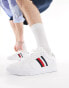 Фото #2 товара Tommy Hilfiger supercup stripe leather trainers in white