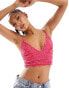 Фото #2 товара Free People lace ruffle bralet in raspberry pink