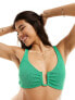 The Frolic reef shirred detail bikini top in true green 34 - фото #5