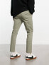 ASOS DESIGN cigarette chinos with pleats in light green