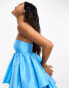 Forever New Petite bandeau tiered babydoll mini dress in blue