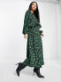 Фото #1 товара New Look floral crinkle midi dress with ruffle detail in green