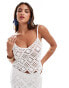 New Look diamond pattern crochet vest co-ord in cream