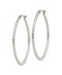 ფოტო #3 პროდუქტის Stainless Steel Polished and Textured Oval Hoop Earrings