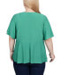 Фото #2 товара Plus Size Flutter Sleeve Flower-Detail Top