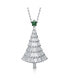 Фото #3 товара Festive Christmas Tree Pendant/Brooch in White Gold Plating with Cubic Zirconia in White and Emerald Green