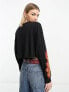 Noisy May fire sleeve top in black