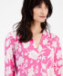 Фото #3 товара Women's Floral-Print 3/4-Sleeve V-Neck Top, Created for Macy's