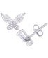 ფოტო #1 პროდუქტის Diamond 1/10 ct. t.w. Butterfly Miracle Plate Stud Earrings in Sterling Silver