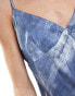 Фото #2 товара Vero Moda low back satin mini dress co-ord in denim print