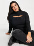 Фото #1 товара New Look Curve cut out long sleeve top in black