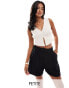 Stradivarius Petite soft touch tailored short in black