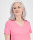 ფოტო #4 პროდუქტის Women's Solid V-Neck Short-Sleeve Sleepwear Top, Created for Macy's