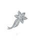 Sterling Silver Stylish White Cubic Zirconia Flower Pin