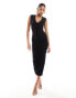 Фото #2 товара Naked Wardrobe ruched bodycon midi dress with hood in black